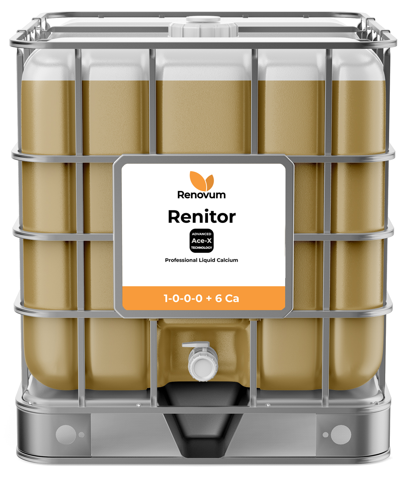 Renovum Renitor IBC tote — professional liquid calcium, 1-0-0-0 + 6 Ca